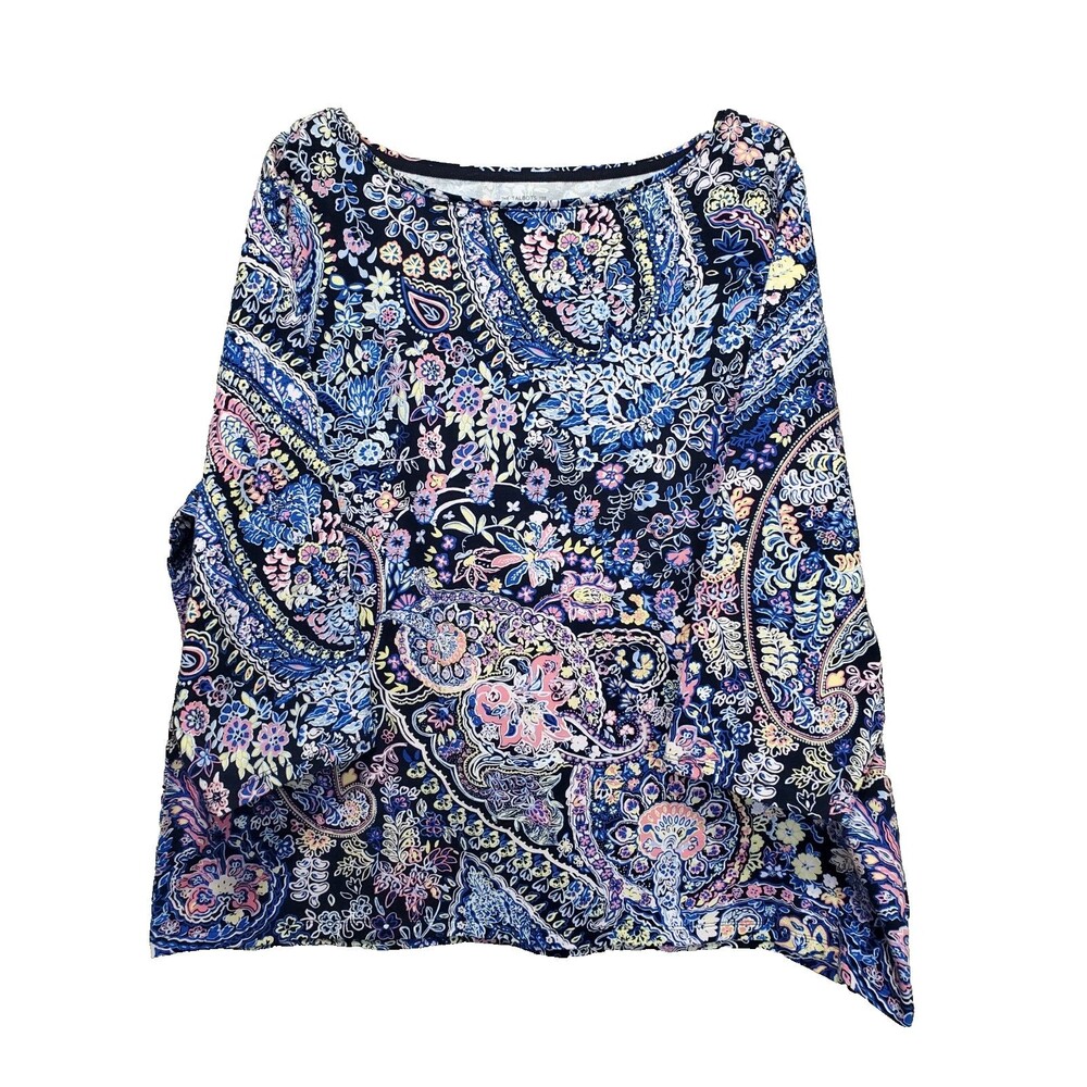 Talbots Woman Cotton/Spandex Floral Paisley 3/4 Sleeve T-Shirt Size 3X Boho